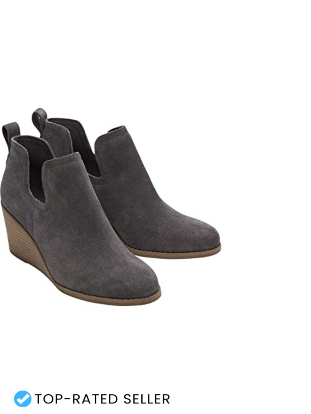 Suede Ankle Bootie with Cutout Detail and Wedge Heel